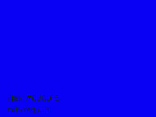 Hex #0800f5 Color Image