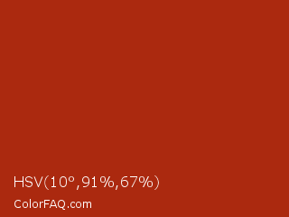 HSV 10°,91%,67% Color Image