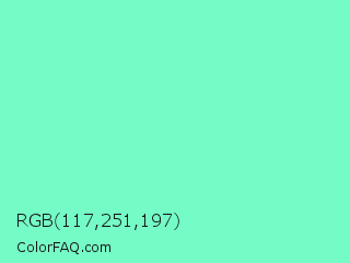 RGB 117,251,197 Color Image