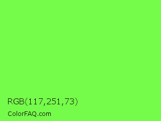 RGB 117,251,73 Color Image