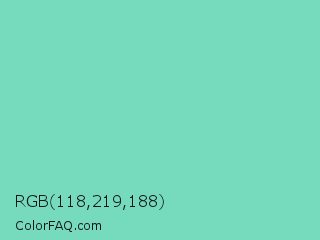 RGB 118,219,188 Color Image