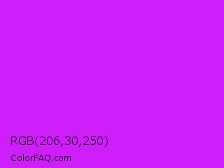 RGB 206,30,250 Color Image