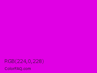 RGB 224,0,228 Color Image