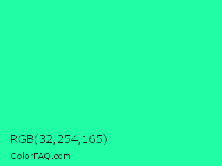 RGB 32,254,165 Color Image