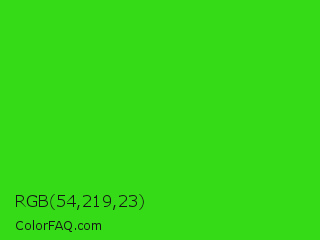 RGB 54,219,23 Color Image
