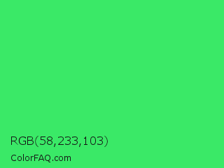 RGB 58,233,103 Color Image