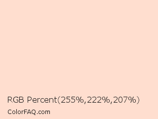 RGB Percent 100%,87%,81% Color Image