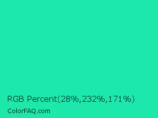 RGB Percent 11%,91%,67% Color Image
