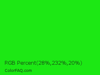 RGB Percent 11%,91%,8% Color Image