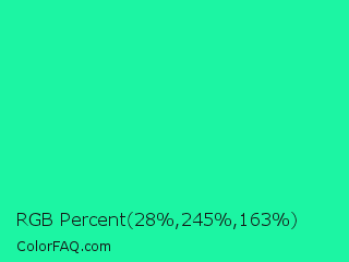 RGB Percent 11%,96%,64% Color Image