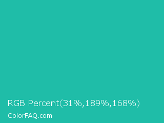 RGB Percent 12%,74%,66% Color Image