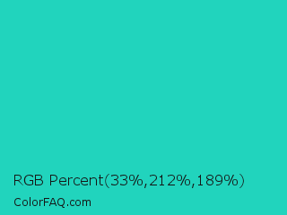RGB Percent 13%,83%,74% Color Image