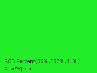 RGB Percent 14%,93%,16% Color Image