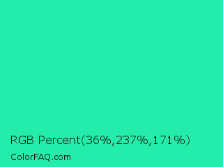 RGB Percent 14%,93%,67% Color Image