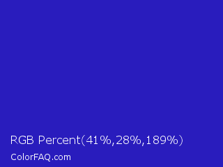 RGB Percent 16%,11%,74% Color Image
