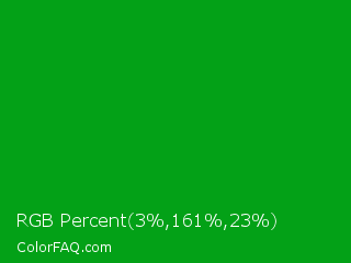 RGB Percent 1%,63%,9% Color Image