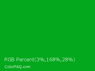 RGB Percent 1%,66%,11% Color Image
