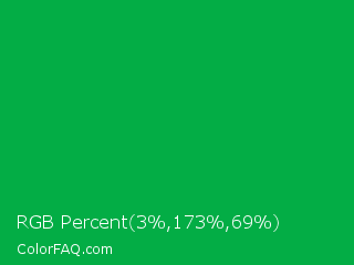 RGB Percent 1%,68%,27% Color Image