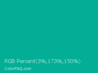 RGB Percent 1%,68%,59% Color Image
