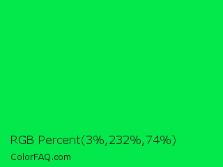 RGB Percent 1%,91%,29% Color Image