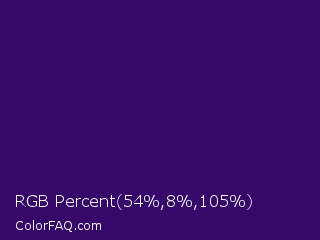 RGB Percent 21%,3%,41% Color Image