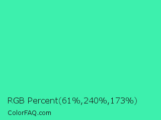 RGB Percent 24%,94%,68% Color Image