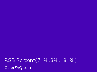 RGB Percent 28%,1%,71% Color Image