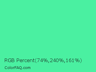 RGB Percent 29%,94%,63% Color Image