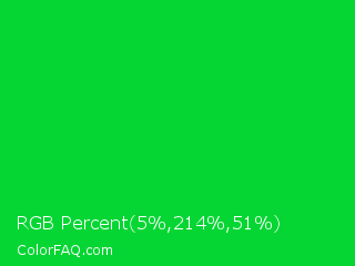 RGB Percent 2%,84%,20% Color Image