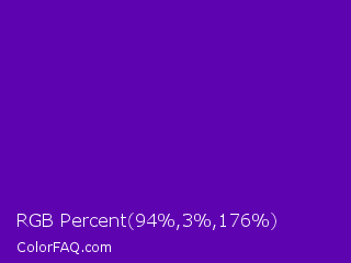 RGB Percent 37%,1%,69% Color Image
