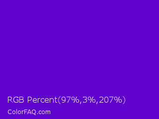 RGB Percent 38%,1%,81% Color Image