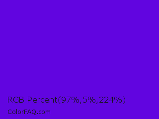 RGB Percent 38%,2%,88% Color Image