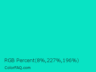 RGB Percent 3%,89%,77% Color Image