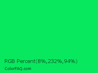 RGB Percent 3%,91%,37% Color Image