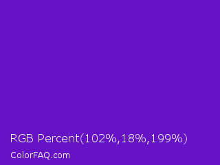 RGB Percent 40%,7%,78% Color Image