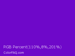 RGB Percent 43%,3%,79% Color Image