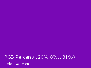 RGB Percent 47%,3%,71% Color Image