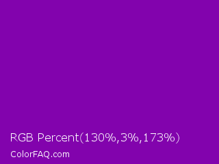 RGB Percent 51%,1%,68% Color Image