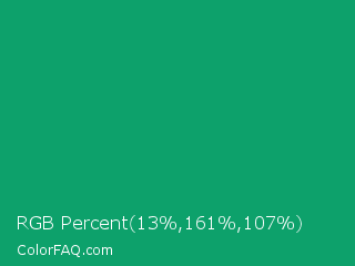 RGB Percent 5%,63%,42% Color Image