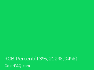 RGB Percent 5%,83%,37% Color Image