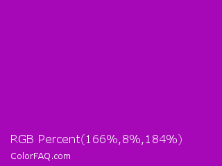 RGB Percent 65%,3%,72% Color Image