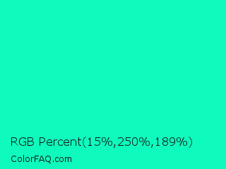 RGB Percent 6%,98%,74% Color Image
