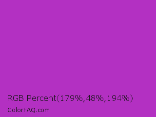 RGB Percent 70%,19%,76% Color Image