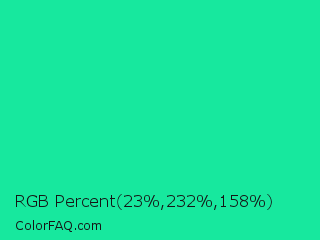 RGB Percent 9%,91%,62% Color Image