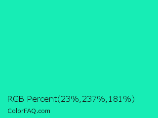RGB Percent 9%,93%,71% Color Image