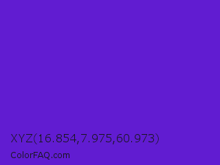 XYZ 16.854,7.975,60.973 Color Image