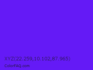 XYZ 22.259,10.102,87.965 Color Image